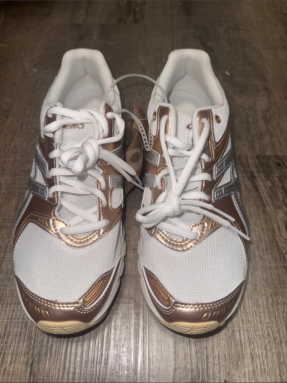 Asics Women's White Sneakers with Rose Gold Accents
